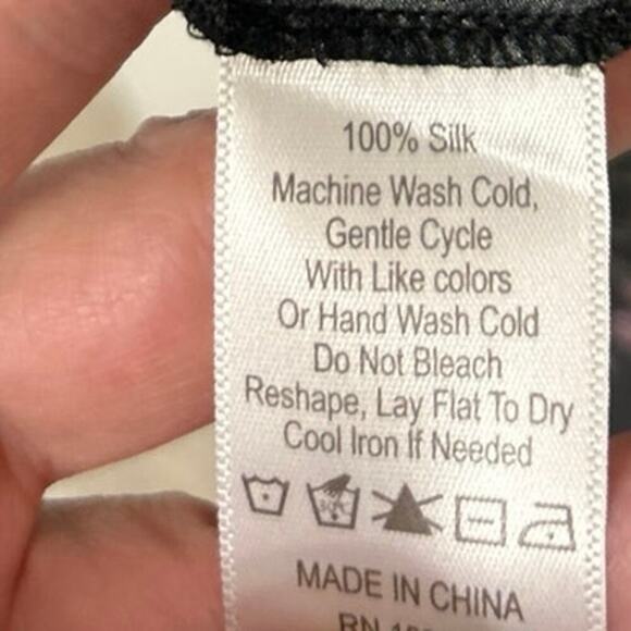 AMOUR VERT NWT Briana Washable Silk Bias Cut Slip Dress Black Floral Size Med - Picture 16 of 16